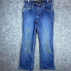 Vintage AC 3998 Original Jeans Women 14 Blue Y2K Floral Embroidered Straight Leg